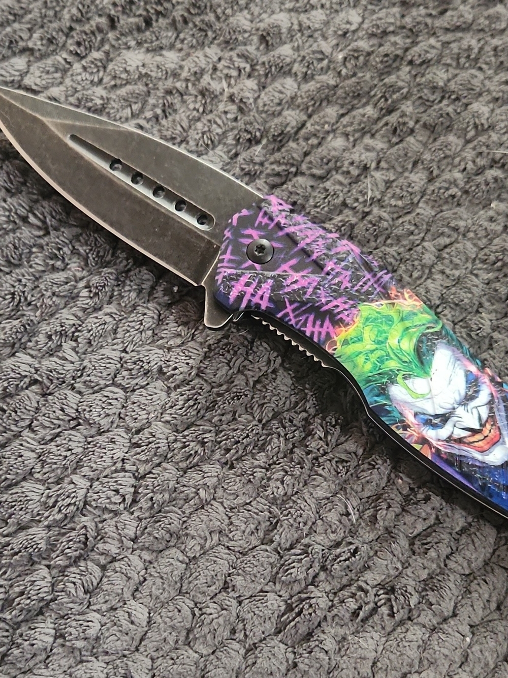 Purple & Green Joker Art Folding Knife - Decorative Home Art